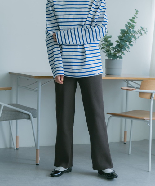 FORK&SPOON(フォークアンドスプーン)の「FORK&SPOON リブニットパンツ(その他パンツ・レディース・アイボリー/ブラウン系その他/ブラック・2/1)」の8枚目の写真