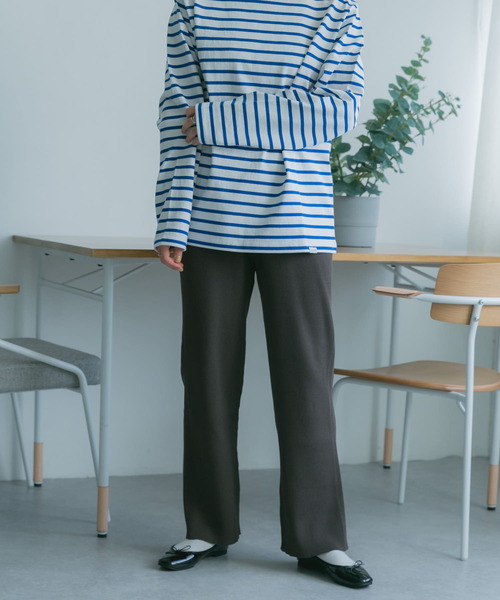 FORK&SPOON(フォークアンドスプーン)の「FORK&SPOON リブニットパンツ(その他パンツ・レディース・アイボリー/ブラウン系その他/ブラック・2/1)」の9枚目の写真