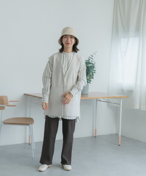 FORK&SPOON(フォークアンドスプーン)の「FORK&SPOON リブニットパンツ(その他パンツ・レディース・アイボリー/ブラウン系その他/ブラック・2/1)」の14枚目の写真