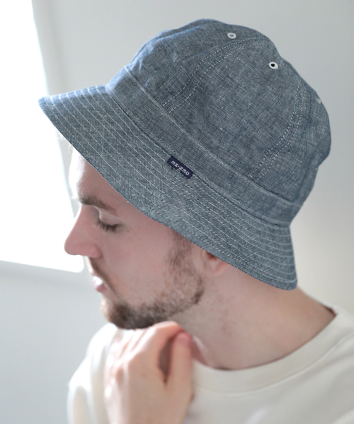 Denime（ドゥニーム）の「CHAMBRAY HAT/シャンブレーハット（ハット・メンズ・ライトインディゴブルー/インディゴブルー・FREE）」の2枚目の写真