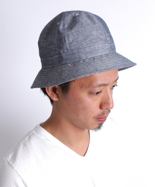 Denime（ドゥニーム）の「CHAMBRAY HAT/シャンブレーハット（ハット・メンズ・ライトインディゴブルー/インディゴブルー・FREE）」の20枚目の写真