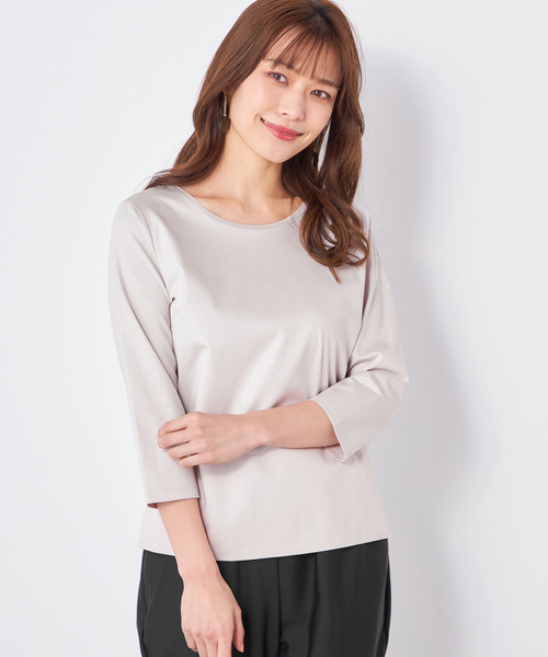 A/C DESIGN BY ALPHA CUBIC（エーシーデザインバイアルファキュービック）の「【接触冷感】七分袖Tシャツ（Tシャツ/カットソー・レディース・オフホワイト/ライトグレー・M/L）」の19枚目の写真