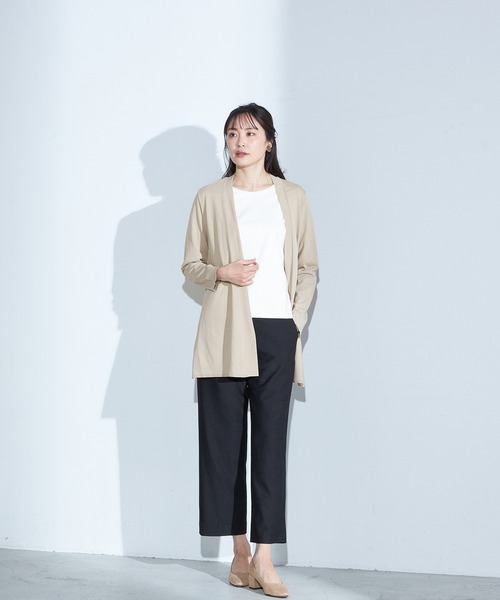 A/C DESIGN BY ALPHA CUBIC（エーシーデザインバイアルファキュービック）の「【接触冷感】七分袖Tシャツ（Tシャツ/カットソー・レディース・オフホワイト/ライトグレー・M/L）」の6枚目の写真