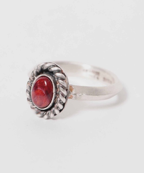 Akashic Tree（アカシックツリー）の「AkashicTree/アカシックツリー リング 純銀製レッドスパイニーオイスターシェルリング（リング・メンズ・レッド/オレンジ・19号/13号/20号/18号）」の2枚目の写真