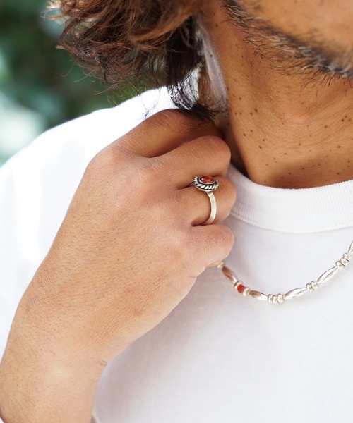 Akashic Tree（アカシックツリー）の「AkashicTree/アカシックツリー リング 純銀製レッドスパイニーオイスターシェルリング（リング・メンズ・レッド/オレンジ・19号/13号/20号/18号）」の10枚目の写真