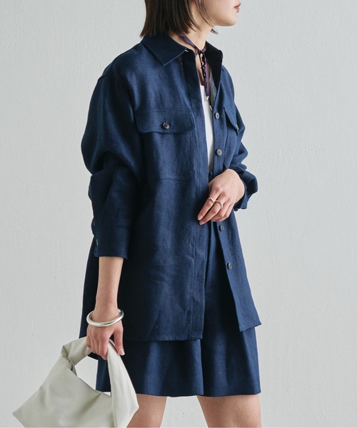 Drawing Numbers（ドローイング ナンバーズ）の「《同シリーズあり》【Drawing Numbers】ヘビーリネンCPOシャツ（シャツ/ブラウス・レディース・ネイビー/ベージュ・38）」の14枚目の写真