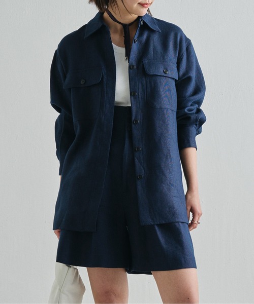 Drawing Numbers（ドローイング ナンバーズ）の「《同シリーズあり》【Drawing Numbers】ヘビーリネンCPOシャツ（シャツ/ブラウス・レディース・ネイビー/ベージュ・38）」の13枚目の写真