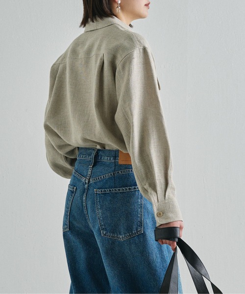 Drawing Numbers（ドローイング ナンバーズ）の「《同シリーズあり》【Drawing Numbers】ヘビーリネンCPOシャツ（シャツ/ブラウス・レディース・ネイビー/ベージュ・38）」の8枚目の写真