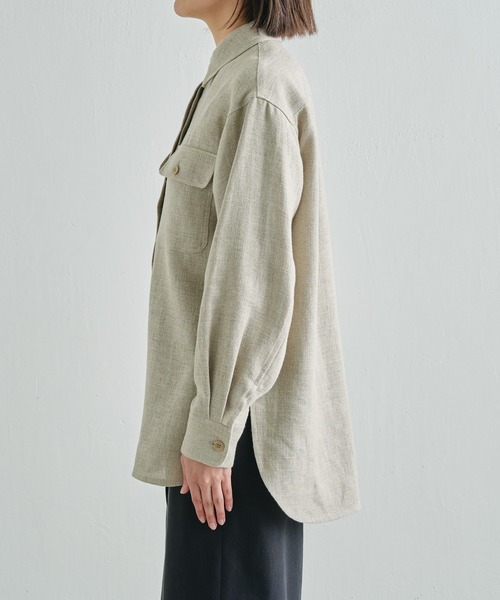 Drawing Numbers（ドローイング ナンバーズ）の「《同シリーズあり》【Drawing Numbers】ヘビーリネンCPOシャツ（シャツ/ブラウス・レディース・ネイビー/ベージュ・38）」の17枚目の写真