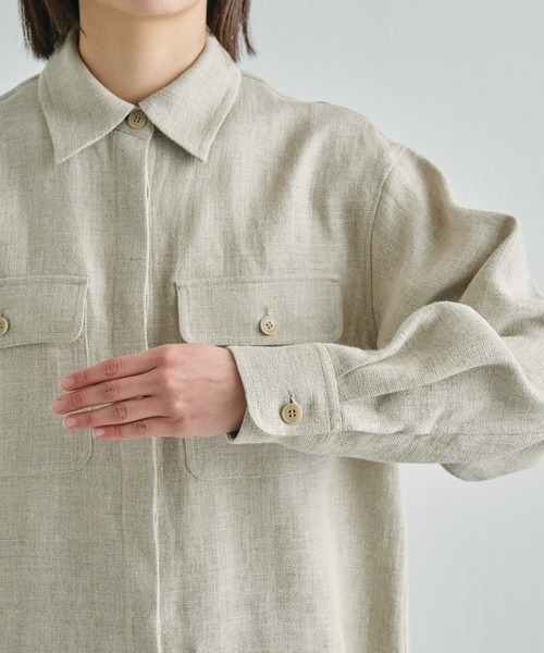 Drawing Numbers（ドローイング ナンバーズ）の「《同シリーズあり》【Drawing Numbers】ヘビーリネンCPOシャツ（シャツ/ブラウス・レディース・ネイビー/ベージュ・38）」の20枚目の写真