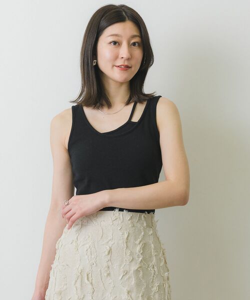 RETRO GIRL（レトロガール）の「カップ付きテレコタンク（タンクトップ・レディース・ブラック/ブルー/オフホワイト/ピンク・FREE）」の3枚目の写真