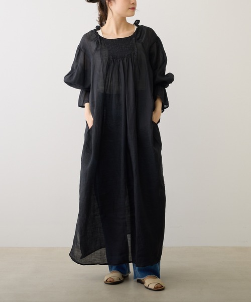 美品✨ ピュアルセシン 麻　ラミー　前後着2way　ワンピース　黒 PUAL CE CIN（ピュアルセシン）の「【Du noir】ラミー2WAY