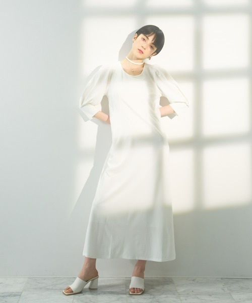 DRWCYS（ドロシーズ）の「チョーカー風 ロングフレアワンピ  Tuker-style long flared dress（ワンピース・レディース・オフホワイト/ブラック/ベージュ・FREE）」の10枚目の写真