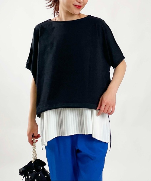 PICCIN（ピッチン）の「プリーツレイヤードプルオーバー（Tシャツ/カットソー・レディース・ブルー/ブラック・M）」の2枚目の写真
