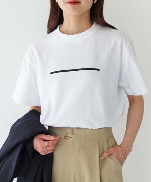 HER CLOSET(ハークローゼット)の「 【HER CLOSET】WEB限定 5.6オンスオリジナルラインTシャツ WEB LIMITED 5.6OZ ORIGINAL LINE T-SHIRT(Tシャツ/カットソー・レディース・オフホワイト/ブラック・S/M/L)」の2枚目の写真