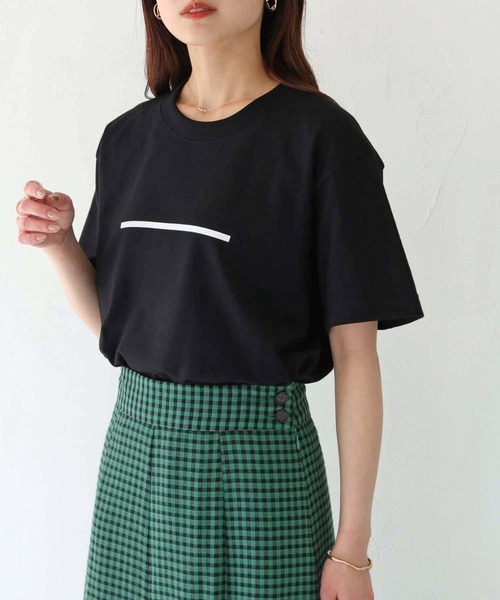 HER CLOSET(ハークローゼット)の「 【HER CLOSET】WEB限定 5.6オンスオリジナルラインTシャツ WEB LIMITED 5.6OZ ORIGINAL LINE T-SHIRT(Tシャツ/カットソー・レディース・オフホワイト/ブラック・S/M/L)」の8枚目の写真