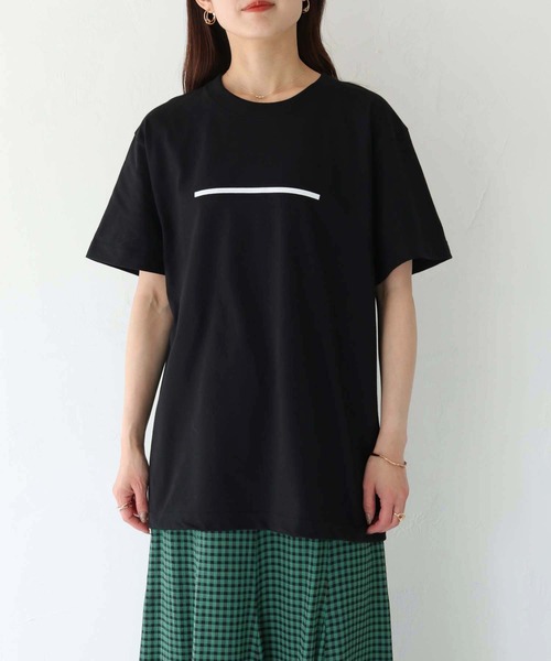 HER CLOSET(ハークローゼット)の「 【HER CLOSET】WEB限定 5.6オンスオリジナルラインTシャツ WEB LIMITED 5.6OZ ORIGINAL LINE T-SHIRT(Tシャツ/カットソー・レディース・オフホワイト/ブラック・S/M/L)」の4枚目の写真