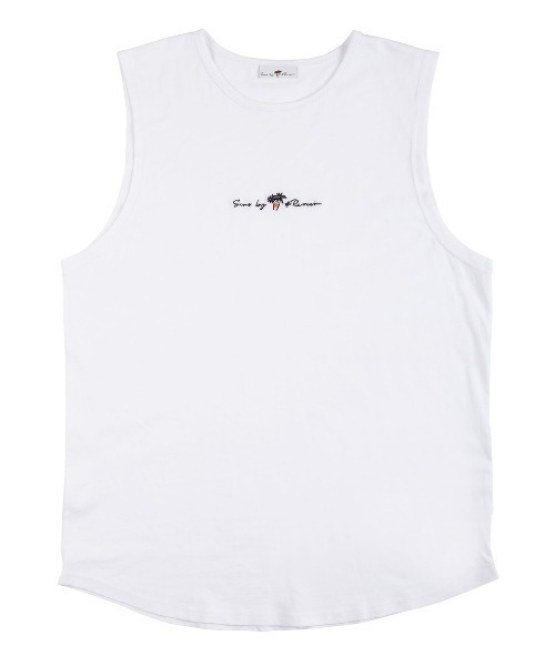 SUNS by #Re:room(サンズバイリルーム)の「ロゴエンブロイダリーノースリーブ(Tシャツ/カットソー・メンズ・テラコッタ/ダークブルー/ホワイト/ブラック・SMALL/MEDIUM)」の2枚目の写真