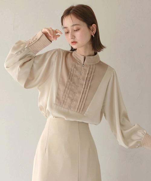 CLEIO（クレイオ）の「【CLEIO】ピンタックサテンシャツ（シャツ/ブラウス・レディース・アイボリー/ライトカーキ/サックスブルー・FREE）」の19枚目の写真