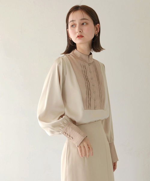 CLEIO（クレイオ）の「【CLEIO】ピンタックサテンシャツ（シャツ/ブラウス・レディース・アイボリー/ライトカーキ/サックスブルー・FREE）」の22枚目の写真