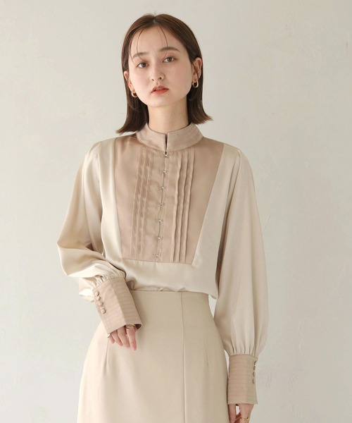 CLEIO（クレイオ）の「【CLEIO】ピンタックサテンシャツ（シャツ/ブラウス・レディース・アイボリー/ライトカーキ/サックスブルー・FREE）」の20枚目の写真