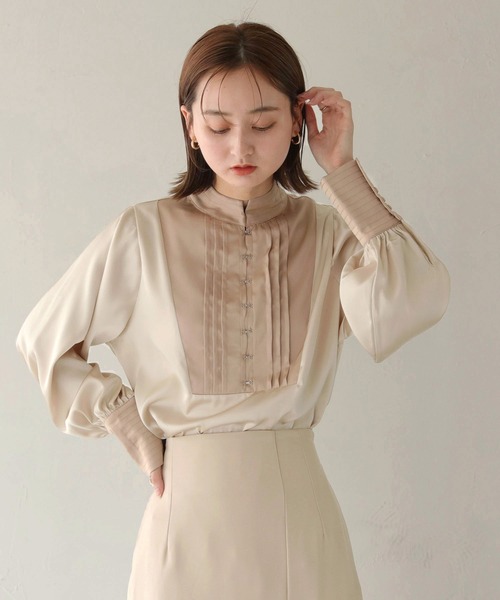 CLEIO（クレイオ）の「【CLEIO】ピンタックサテンシャツ（シャツ/ブラウス・レディース・アイボリー/ライトカーキ/サックスブルー・FREE）」の21枚目の写真