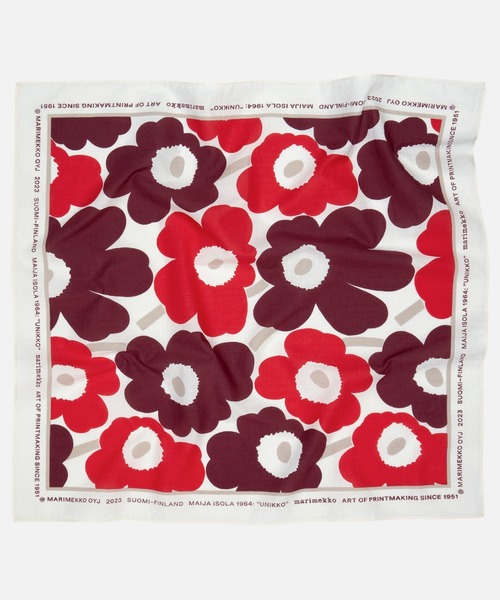 marimekko（マリメッコ）の「【kioski】Unikko / Astrilli bandana（ストール/ショール・レディース・ライトグリーン/ブルー/ライトピンク/レッド・FREE）」の5枚目の写真