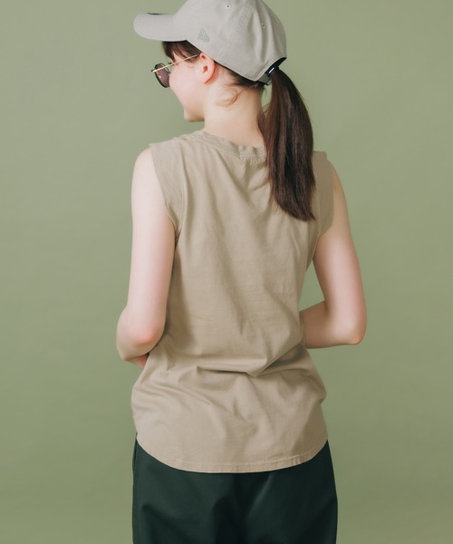 CAL．Berries（カルベリーズ）の「CAL．Berries/カルベリーズ COATSAL TEE  ノースリーブTシャツ（タンクトップ・レディース・サンドベージュ/ブラック/レモンイエロー/ホワイト・S）」の17枚目の写真