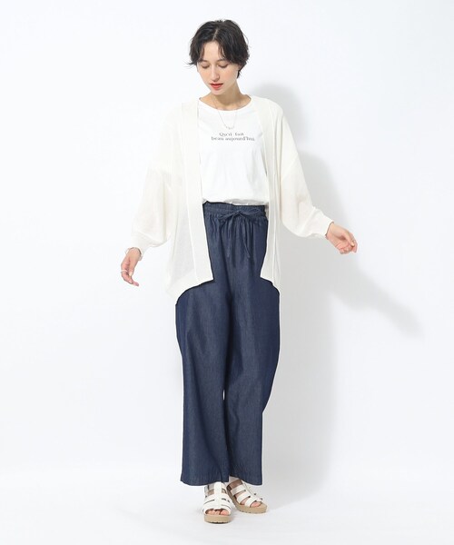 SHOO・LA・RUE（シューラルー）の「◆サッと羽織れる ボタンレス カーディガン（カーディガン/ボレロ・レディース・ホワイト系/ライトベージュ/ブルー/ダークオレンジ・00）」の5枚目の写真