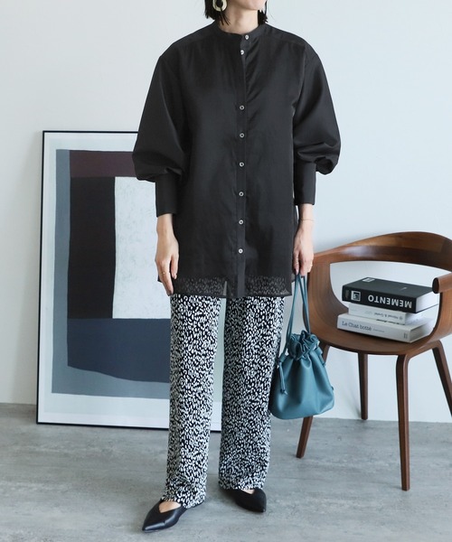 reca(レカ)の「オーガンジーレイヤードブラウス(シャツ/ブラウス・レディース・ブラック/ダークグリーン/グレイッシュベージュ/カーキブラウン/チャコールグレー/キャメル・M)」の20枚目の写真