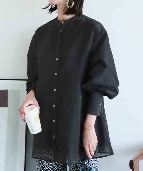 reca(レカ)の「オーガンジーレイヤードブラウス(シャツ/ブラウス・レディース・ブラック/ダークグリーン/グレイッシュベージュ/カーキブラウン/チャコールグレー/キャメル・M)」の19枚目の写真