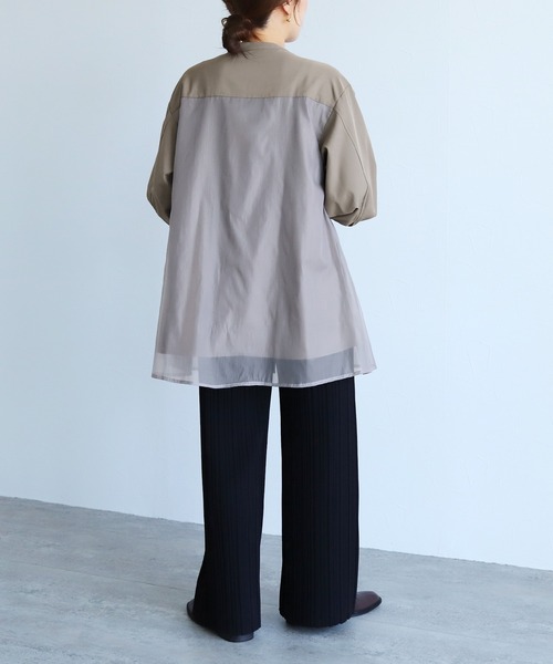 reca(レカ)の「オーガンジーレイヤードブラウス(シャツ/ブラウス・レディース・ブラック/ダークグリーン/グレイッシュベージュ/カーキブラウン/チャコールグレー/キャメル・M)」の20枚目の写真