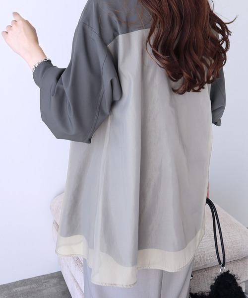 reca(レカ)の「オーガンジーレイヤードブラウス(シャツ/ブラウス・レディース・ブラック/ダークグリーン/グレイッシュベージュ/カーキブラウン/チャコールグレー/キャメル・M)」の22枚目の写真