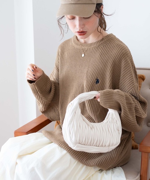 U.S. POLO ASSN.（ユーエスポロアッスン）の「∴WEGO/U.S. POLO ASSN.別注 畔編みニットプルオーバー【WEB限定】（ニット/セーター・メンズ・ベージュ/ブラック/杢グレー/オフホワイト・MEDIUM/LARGE）」の4枚目の写真