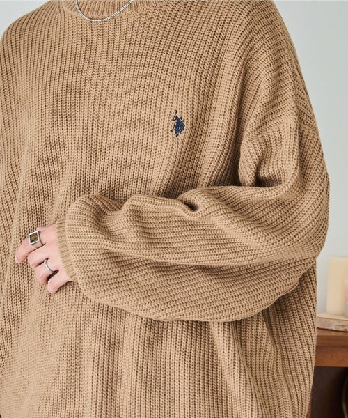 U.S. POLO ASSN.（ユーエスポロアッスン）の「∴WEGO/U.S. POLO ASSN.別注 畔編みニットプルオーバー【WEB限定】（ニット/セーター・メンズ・ベージュ/ブラック/杢グレー/オフホワイト・MEDIUM/LARGE）」の17枚目の写真