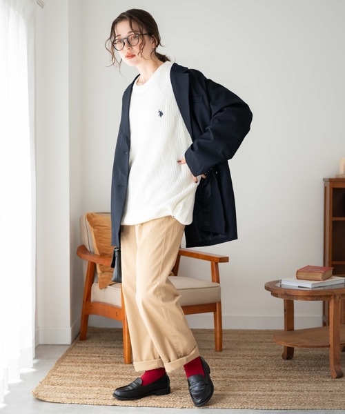 U.S. POLO ASSN.（ユーエスポロアッスン）の「∴WEGO/U.S. POLO ASSN.別注 畔編みニットプルオーバー【WEB限定】（ニット/セーター・メンズ・ベージュ/ブラック/杢グレー/オフホワイト・MEDIUM/LARGE）」の10枚目の写真