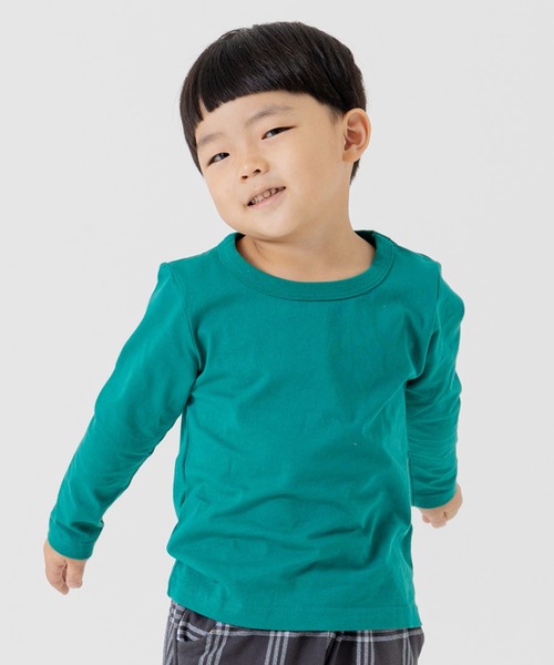 chil2（チルツー）の「全20色 コットン100％ 無地ロンT（Tシャツ/カットソー・キッズ・グレイッシュブルー/ベージュ/カーキ/グリーン/ブラック/マスタード/オレンジ/ラベンダー/オレンジ系その他/ライトイエロー/チャコールグレー/ワインレッド/ネイビー/サックスブルー/グレー/ホワイト/クリーム/スモークピンク/ミント/レッド・90cm/150cm/110cm/140cm/120cm/160cm/80ｃｍ/130cm/100cm）」の9枚目の写真