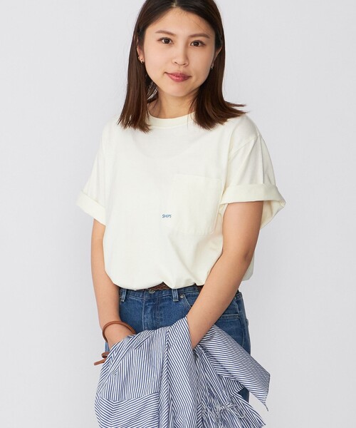 SHIPS(シップス)の「*SHIPS: マイクロ SHIPSロゴ オーバーダイ ポケット Tシャツ(Tシャツ/カットソー・メンズ・ライトグレー/ナチュラル/ダークグレー/ベージュ/ネイビー・SMALL/MEDIUM/LARGE/X-LARGE)」の1枚目の写真
