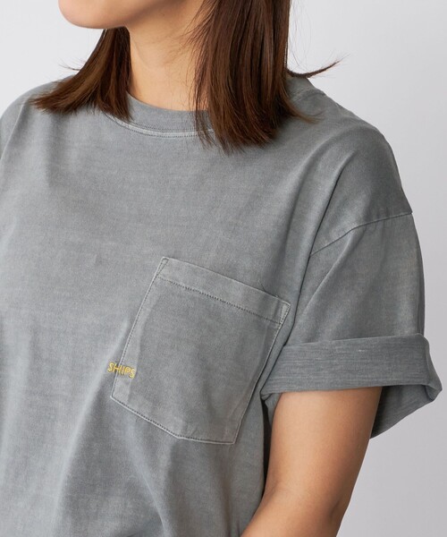 SHIPS(シップス)の「*SHIPS: マイクロ SHIPSロゴ オーバーダイ ポケット Tシャツ(Tシャツ/カットソー・メンズ・ライトグレー/ナチュラル/ダークグレー/ベージュ/ネイビー・SMALL/MEDIUM/LARGE/X-LARGE)」の2枚目の写真