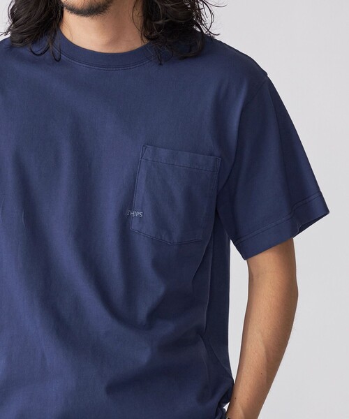 SHIPS: マイクロ SHIPSロゴ オーバーダイ ポケット Tシャツ（T