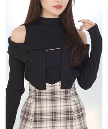 MERCURYDUO | カーデレイヤード風ドッキングニット(ニット/セーター)