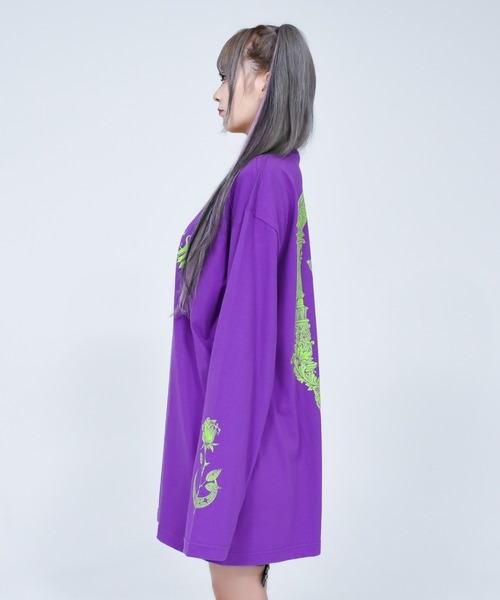 REFLEM(レフレム)の「『REFLEM/レフレム』薔薇プリントL/S Tee/ロングスリーブカットソー(Tシャツ/カットソー・レディース・ブラック×ホワイト/ブラック×パープル/パープル・FREE)」の17枚目の写真