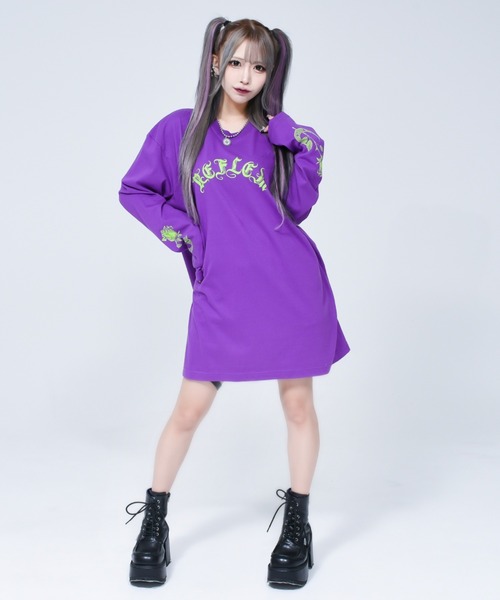 REFLEM(レフレム)の「『REFLEM/レフレム』薔薇プリントL/S Tee/ロングスリーブカットソー(Tシャツ/カットソー・レディース・ブラック×ホワイト/ブラック×パープル/パープル・FREE)」の19枚目の写真