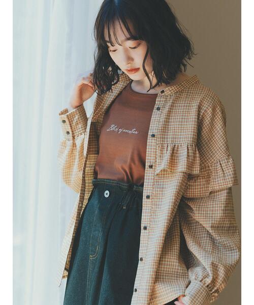 ehka sopo（エヘカソポ）の「スクエア切替フリルブラウス（シャツ/ブラウス・レディース・ネイビー/ベージュ/ブルー/キャメル・F）」の8枚目の写真