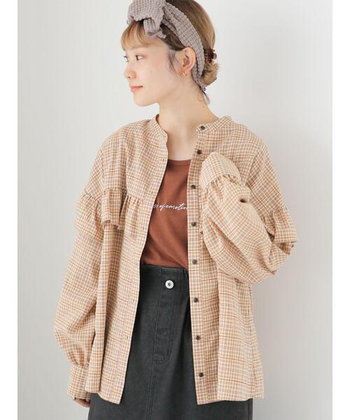 ehka sopo（エヘカソポ）の「スクエア切替フリルブラウス（シャツ/ブラウス・レディース・ネイビー/ベージュ/ブルー/キャメル・F）」の11枚目の写真