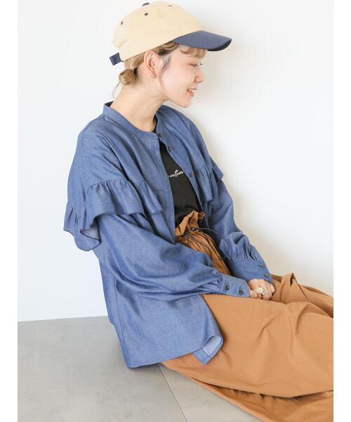 ehka sopo（エヘカソポ）の「スクエア切替フリルブラウス（シャツ/ブラウス・レディース・ネイビー/ベージュ/ブルー/キャメル・F）」の16枚目の写真