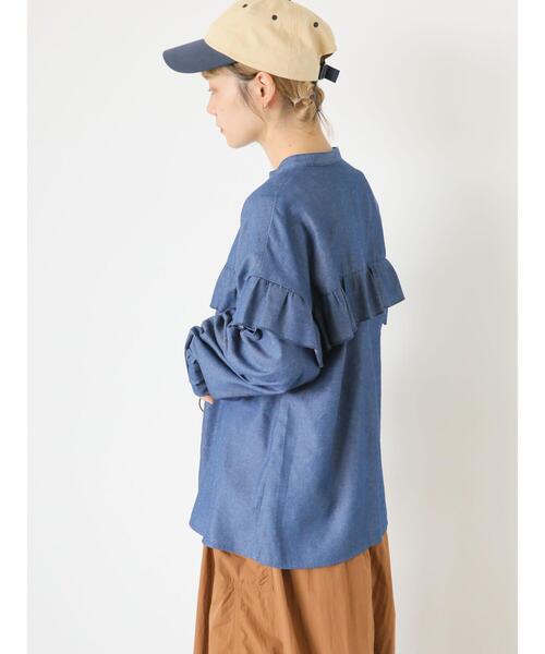 ehka sopo（エヘカソポ）の「スクエア切替フリルブラウス（シャツ/ブラウス・レディース・ネイビー/ベージュ/ブルー/キャメル・F）」の17枚目の写真