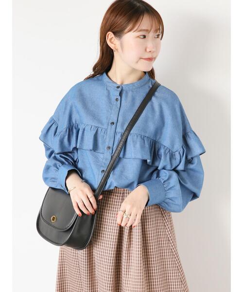 ehka sopo（エヘカソポ）の「スクエア切替フリルブラウス（シャツ/ブラウス・レディース・ネイビー/ベージュ/ブルー/キャメル・F）」の19枚目の写真