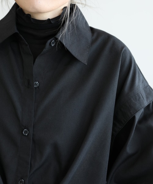 aimoha（アイモハ）の「2WAY袖取り外しオーバーシャツ（シャツ/ブラウス・レディース・ネイビー/ブルー/モカ/ブラック・FREE）」の7枚目の写真