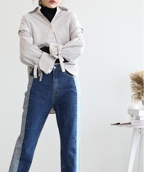 aimoha（アイモハ）の「2WAY袖取り外しオーバーシャツ（シャツ/ブラウス・レディース・ネイビー/ブルー/モカ/ブラック・FREE）」の14枚目の写真